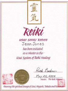 Reiki Master certificate - Western lineage
